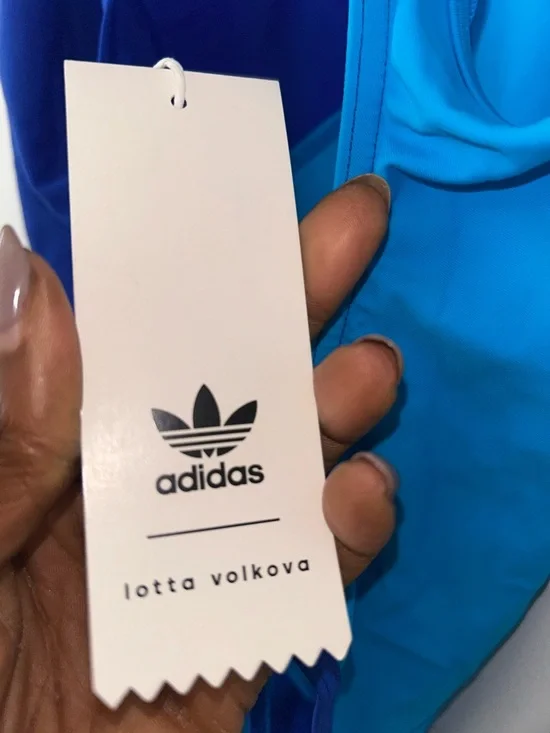 Adidas x Lotta Volkova Blue Two-Tone High-Neck One-Piece Swimsuit - S - NWT - Picture 11 of 12